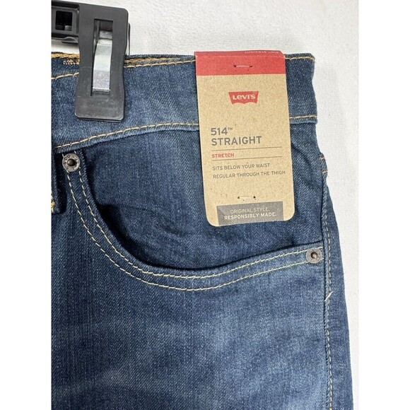 Levis 514 Jeans Mens 40x32 Blue Straight Leg Denim Cotton Blend Stretch NEW - Picture 2 of 10